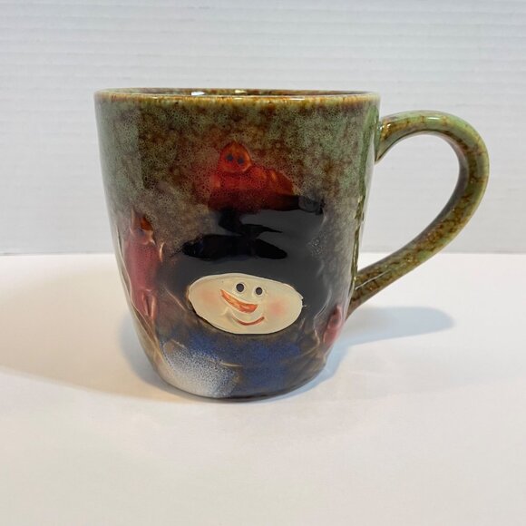Burton and Burton Ceramic Mug with Snowman & Cardinals Design 12 Oz Green & Mult - Picture 3 of 9